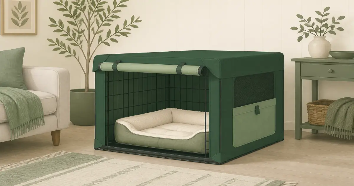 Practical pet gear illustration for dog crate cover