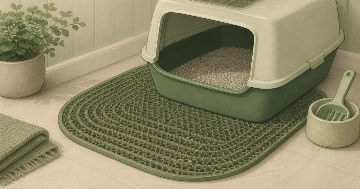 Soft pastel litter box and tracking mat still life on parchment